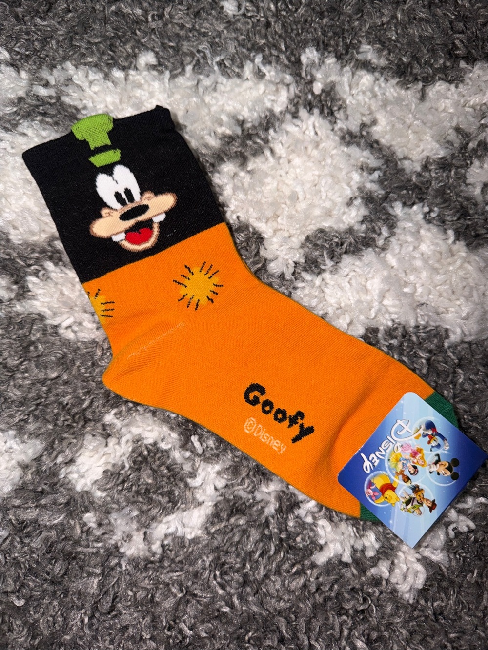 Disney Goofy Orange, Black & Green Crew Socks